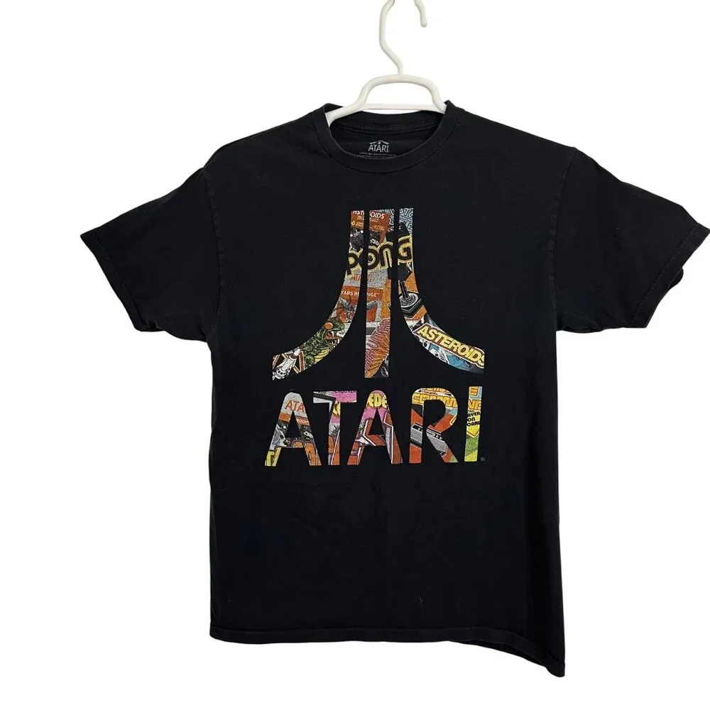 Atari Graphic Logo Black T-Shirt Mens Large Retro Design Short Sleeve Gaming - Picture 1 of 5